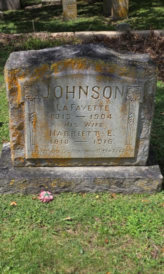 The grave of La Fayette Johnson in East Hill Cemetery