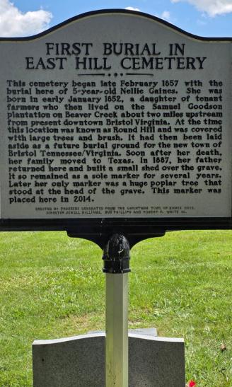 The grave of Nellie Gaines in East Hill Cemetery